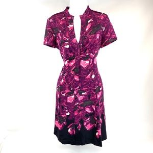 Elie Tahari silk dress pink and black striped sz 6